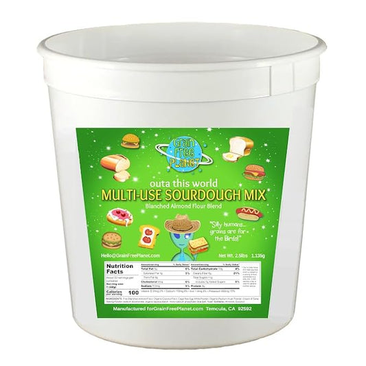 Grain Free Planet's Multi-Use Sourdough Bread Mix | Clean Keto Baking Mix | Gluten Free, 100% Grain Free | Sugar, Dairy, Lectin, and Soy Free and Low Carb Baking Mix | New 2.5lb Tub