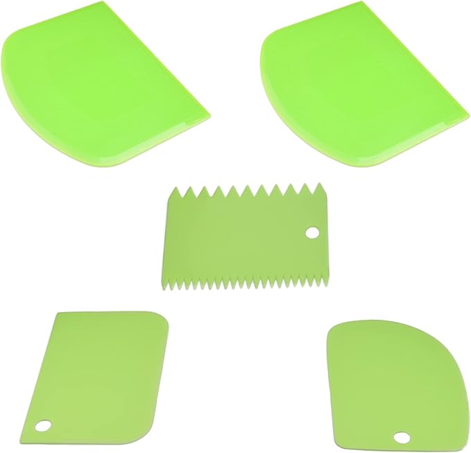Multipurpose Bowl, Cake Scraper, Flexible Plastic Dish, Dough Cutter, Bench Scraper for Baking, Kitchen (Green)