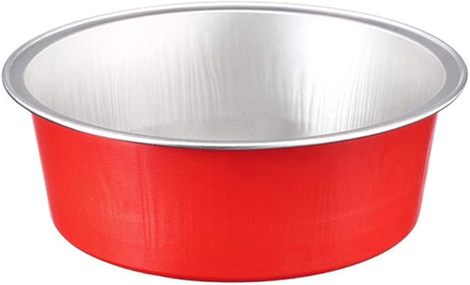 KEISEN 3 4/5" 150ml 5oz 100/PK Disposable Aluminum Foil Cups for Muffin Cupcake Baking Bake Utility Ramekin Cup 100/PK (red)