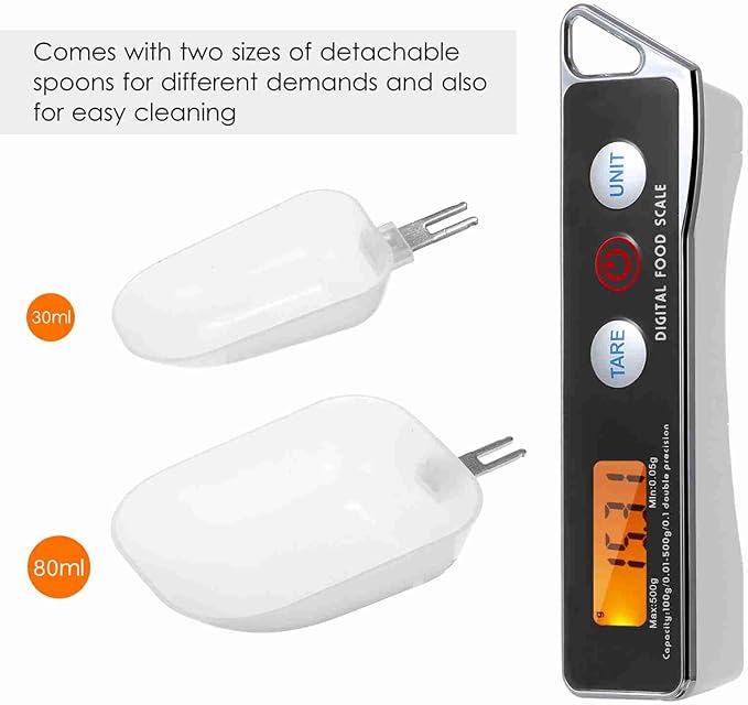 Dioche Digital Measuring Spoon, from 0.05g to 500g Food Scale Gram Measuring Spoons With Measuring Capacity for Home & Bakery (Black)
