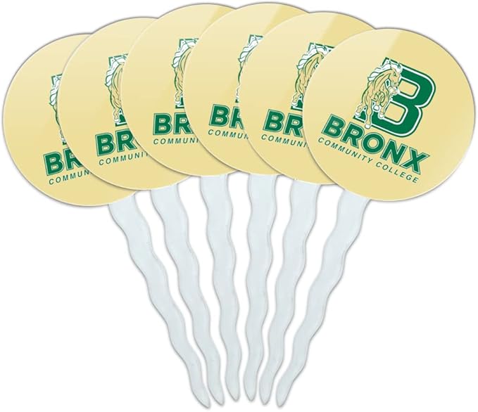 Bronx Community College Primary Logo Cupcake Picks Toppers Decoration Set of 6