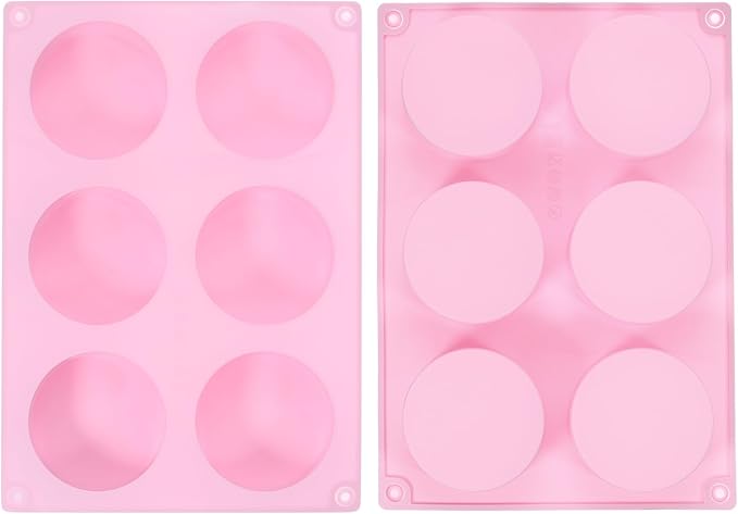 uxcell 2pcs Silicone Muffins Pan, 6 Cup Silicone Cupcake Pan Nonstick Baking Tray for Muffins, Cupcakes, Dishwasher Safe, Pink