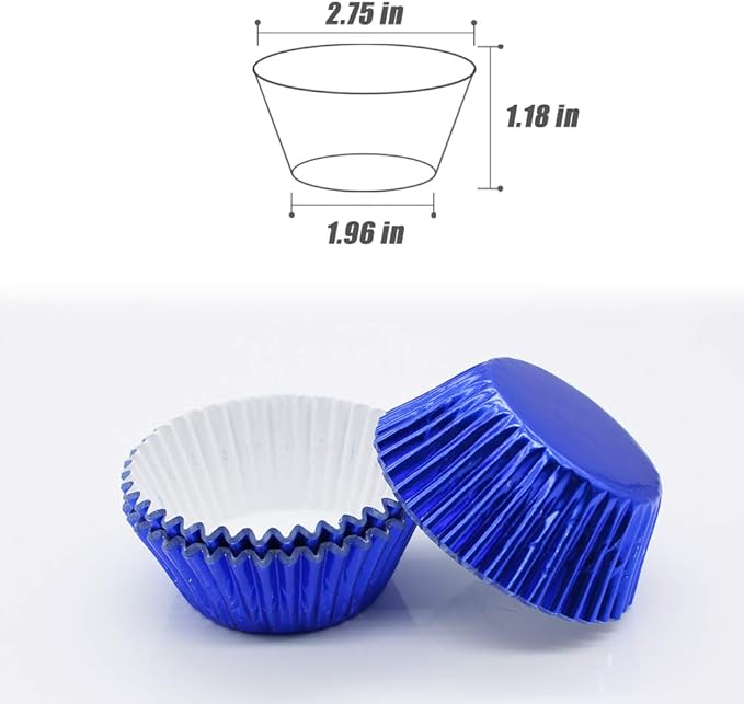 Cupcake Liners Blue,GOLF Standard Size Blue Foil Cupcake Liners Wrappers Metallic Baking Cups,Muffin Paper Cases, 100 Pack