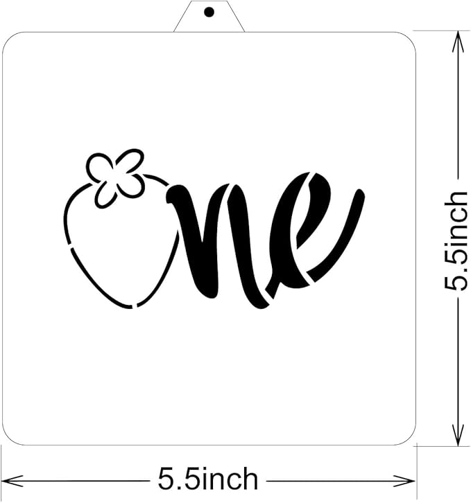 Cookie Cutter and Stencil Set Bundle Kit PYO Cookies Paint Your Own Diy Bakery Fondant Sugar Happy Birthday Wedding Baby Candle Kids Painting Coloring Pages Comb (Strawberry One)