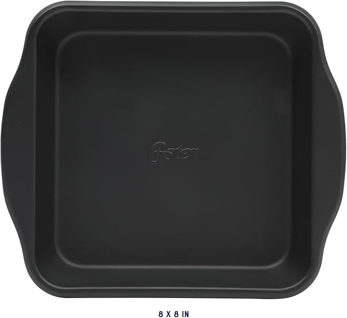 Oster Teston 8-Inch Square Cake Pan, Nonstick Carbon Steel Baking Pan, Matte Black, PFAS-Free, Oven-Safe, Easy Release Bakeware