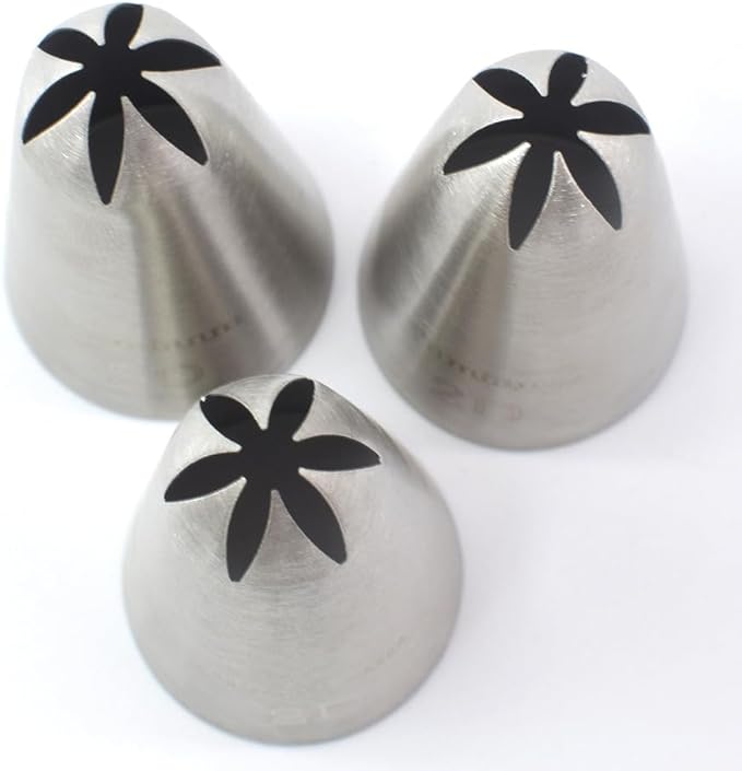 Piping Tips, 2D 3Pcs Large Icing Piping Tips Stainless Steel Seamless Set for Cupcakes Cake Decoration and Baker