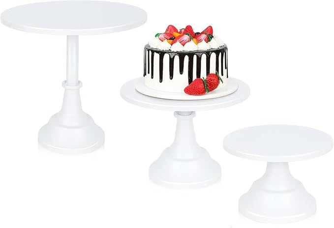 3pcs Metal Cake Stand Set 8''10''12'' Dessert Table Display Perfect for Baby Shower Wedding Birthday (white)