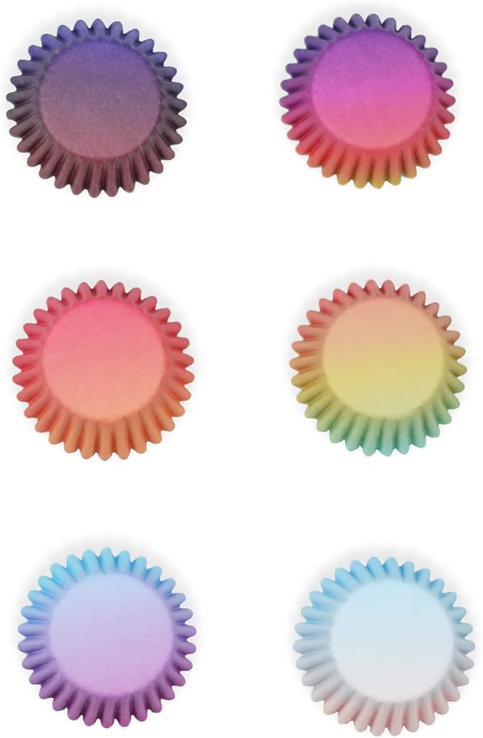 qiqee Mini Cupcake Liners Cupcake Cups 300-Count Food Grade Gradient Design Cupcake Papers Baking Cups Cupcake Wrappers(Small Size)
