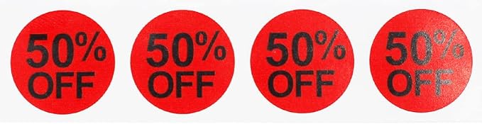 InStockLabels Discount Stickers for Retail, 500 Labels per Roll, 3/4 Inch Round – Sale Stickers for Clearance Event, Easy Peel Tags, Semi-Gloss Adhesive, Apparel-Safe & Residue-Free for Discount Sales