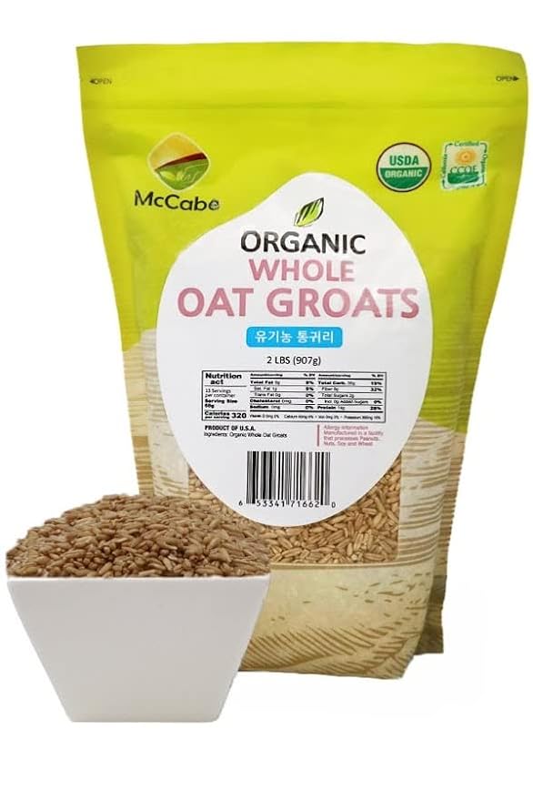 McCabe Organic Whole Oat Groats - Whole Grain 2Lbs | Organic Raw Groats | USDA and CCOF Certified | Product of USA (Pack of 2)