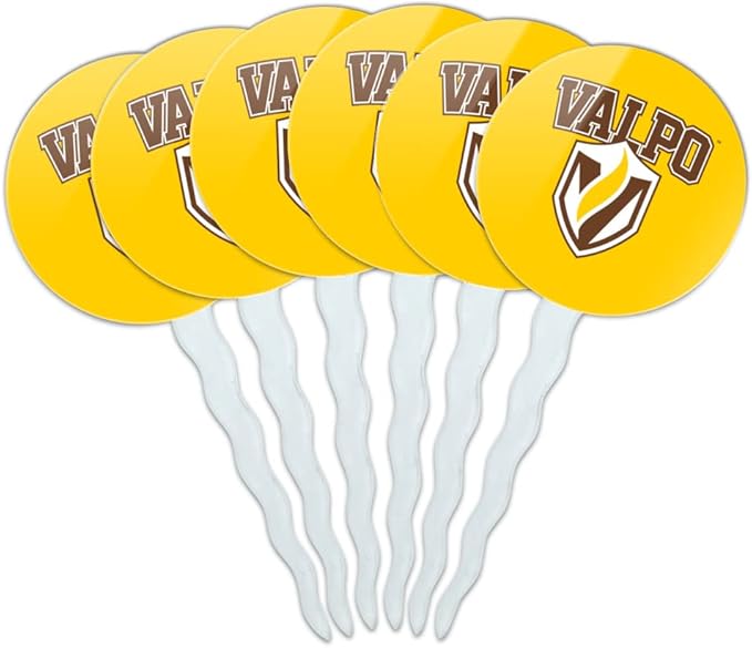 Valparaiso University Primary Logo Cupcake Picks Toppers Decoration Set of 6