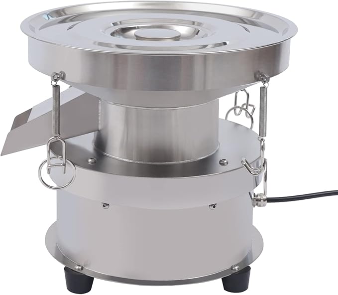 Automatic Sieve Shaker Vibrating Sieve Machine 40 Mesh 60 Mesh Flour Powder Sifter Electric Vibrating Sieve Machine 110V Stainless Steel (with 2 Sieve) (40+60 Mesh)