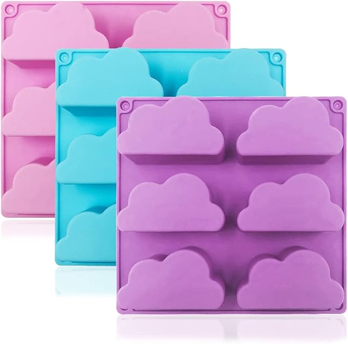 3 Pack Soap Moulds for Soap Making, FineGood Silicone Cloud Mold Soap Making Supplies Cake Baking Mould Silicone Muffin Trays for Pudding Cupcake