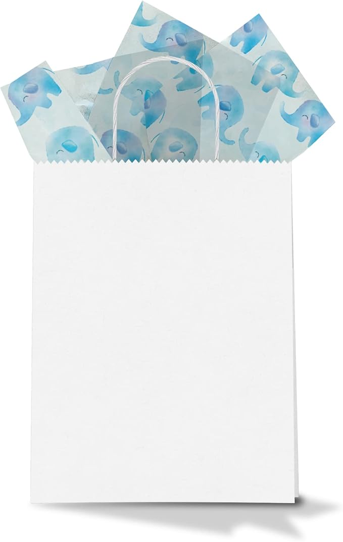 Blue Elephant Printed Tissue Paper for Gift Bags or Boxes and Wrapping - Baby Shower Bulk Decorative Art Tissue Paper for Packaging and Gifting | 24 Sheets 20" x 30"