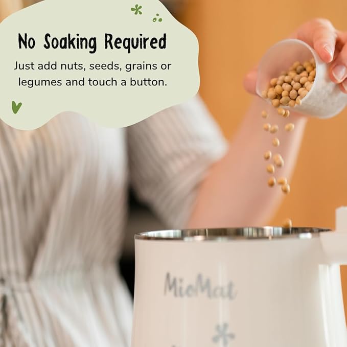 MioMat 8in1 Plant Based Milk Maker | Make 40oz of Natural Almond Milk, Soy Milk, Oat Milk, Coconut Milk, and more ... + soups, porridges, smoothies, purées... | Automatically, at the touch of a button