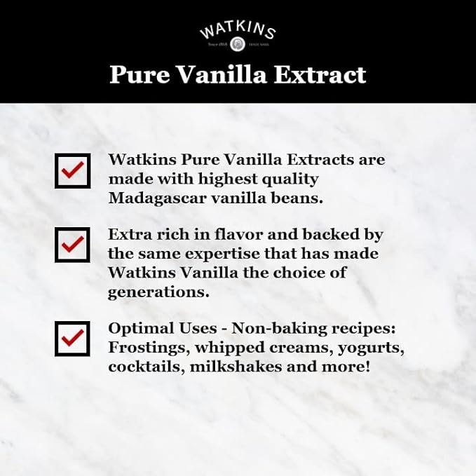 Watkins Organic Pure Vanilla Extract, with Madagascar Vanilla Beans, Non-GMO, Kosher, 4 oz. Bottle, 3-Pack