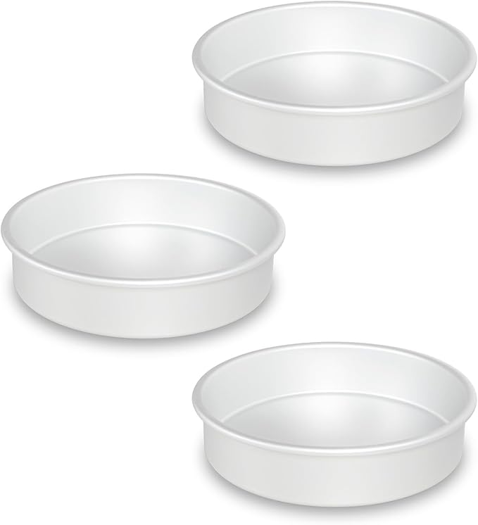 8 inch round cake pans set of 3 Aluminum cake tin baing pan for birthday cake party (8×2 round Cake Pans, Set of 3)
