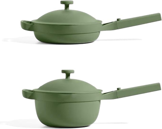 Our Place Mini Home Cook Duo - 8.5" Always Pan & Small Perfect Pot Bundle | Multi-Functional Cookware Set Replaces 18 Pieces | Sage