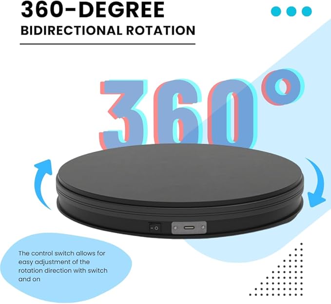 fotoconic Black Electric Motorized Rotating Turntable Display Stand, 14 Inch / 35cm Diameter, 110 Lb Centric Loading for Shop Display