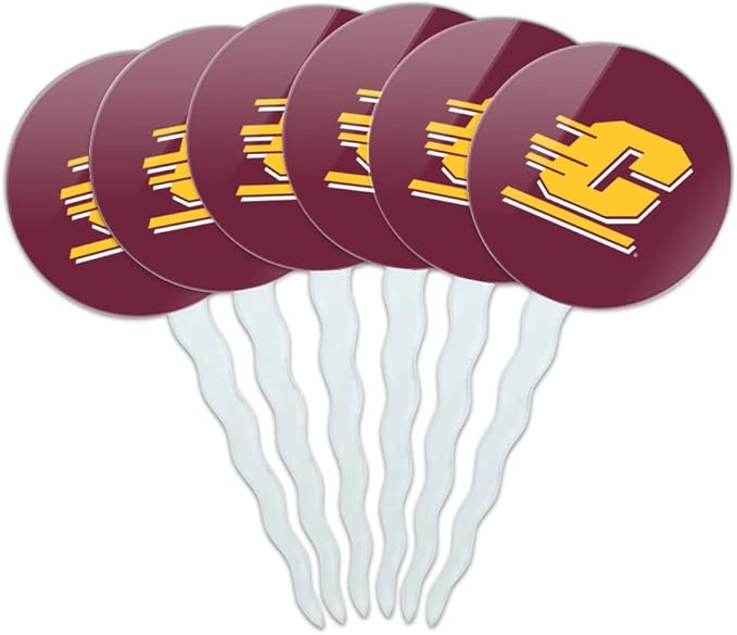 Central Michigan University Logo Cupcake Picks Toppers Decoration Set of 6