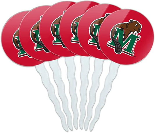 Minot State University Primary Logo Cupcake Picks Toppers Decoration Set of 6
