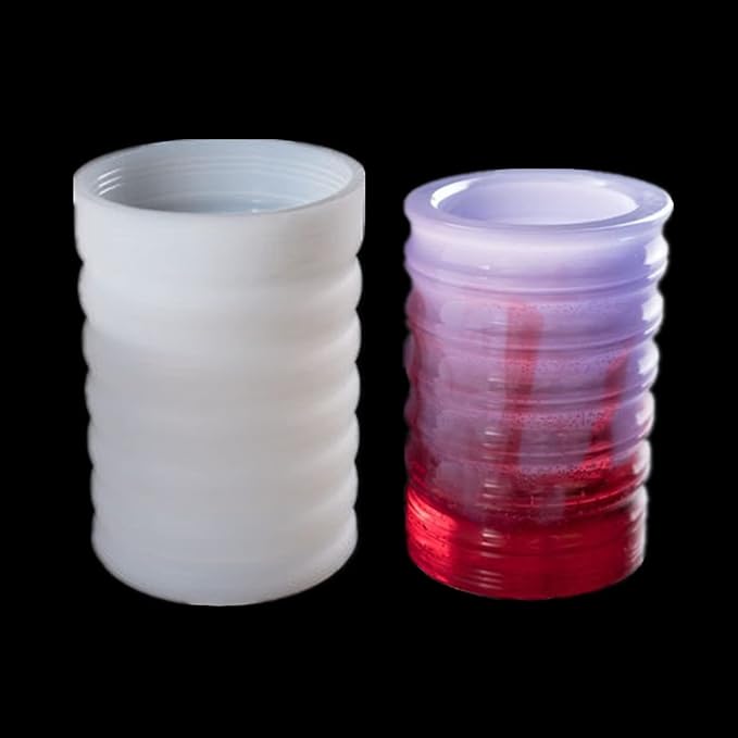 Striped Cylindrical Plaster Vase Flower Pot Silicone Mold Succulent Planter Concrete Mold Pen Holder Cement Clay Epoxy Resin Mould