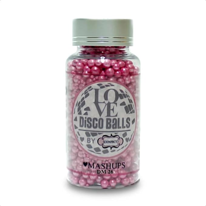 Confect Love Pink Disco Ball Sprinkles Mix – Edible Cake Decorating Pearls & Decorations | Metallic Sugar Balls, Birthday & Party Cupcake Toppers | Vegan, Gluten-Free, Nut-Free, Soy-Free, Dairy-Free, Palm Oil-Free- 4.2 Oz