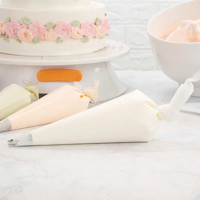 Restaurantware Pastry Tek 16 x 8.9 Inch Piping Bags 2 Reusable Icing Bags - Durable White Silicone Pastry Bags Anti Burst Decorate Cakes Cupcakes Macarons Or Cookies