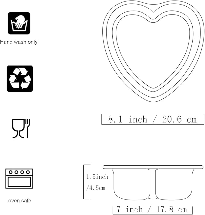 7 × 2 Inch heart cake pan,Set of 3 Aluminum Heart Cake Mold,Small Cake Pans , Heat Resistant Baking Cake Tins for Wedding, Party, Family Occasions, Chocolate. (7 × 2 Inch heart cake pan,Set of 3)