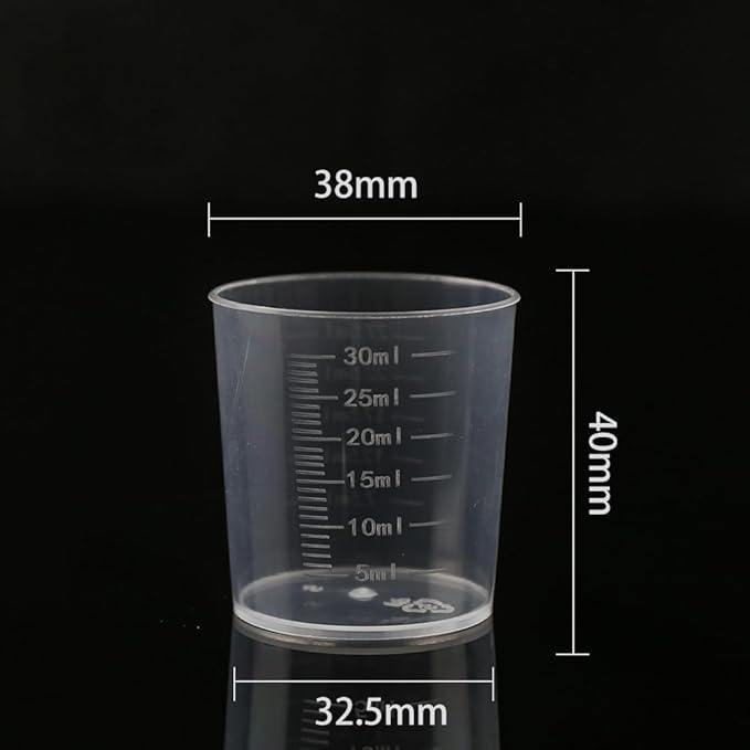 20pcs 1.02oz/30ml Plastic Measuring Cups Plastic Graduated Cup Transparent Scale Resin Clear Graduated Epoxy Mixing Jugs for Kitchen Cooking Medicine Measure Tool