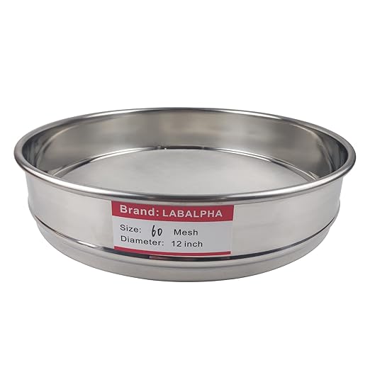 LABALPHA 60 Mesh Lab Sieves, 60 Mesh Test Sieve, 12'' Diameter, 304 Stainless Steel Wire Cloth (0.3mm)