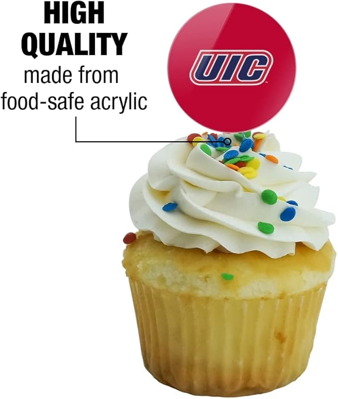 UIC Primary Logo Cupcake Picks Toppers Decoration Set of 6