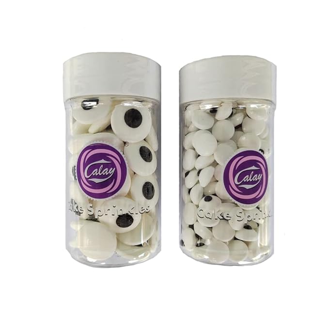 Eastron 2 Bottles Edible Candy Eyeballs Eyes Cake Cupcake Toppers Cookie Decorations Dessert Sprinkles for Halloween Christmas Birthday Party Supplies 5.4 Ounce, Two Size Mixed