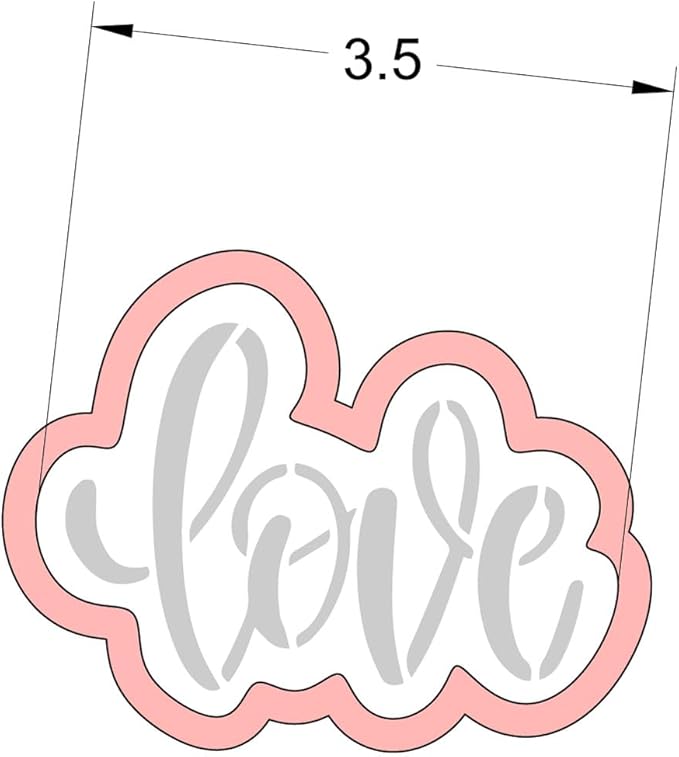 Cookie Cutter and Stencil Set Bundle Kit PYO Cookies Paint Your Own Diy Bakery Fondant Sugar Happy Birthday Wedding Baby Candle Kids Painting Coloring Pages Comb (Love)