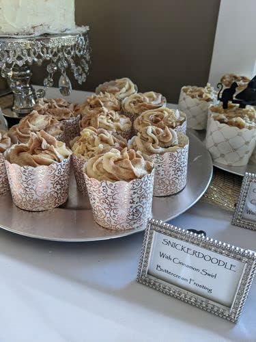 50-Pack Paper Baking Cups, Greaseproof Disposable Cupcake Muffin Liners (Large, Rose Gold Scroll)