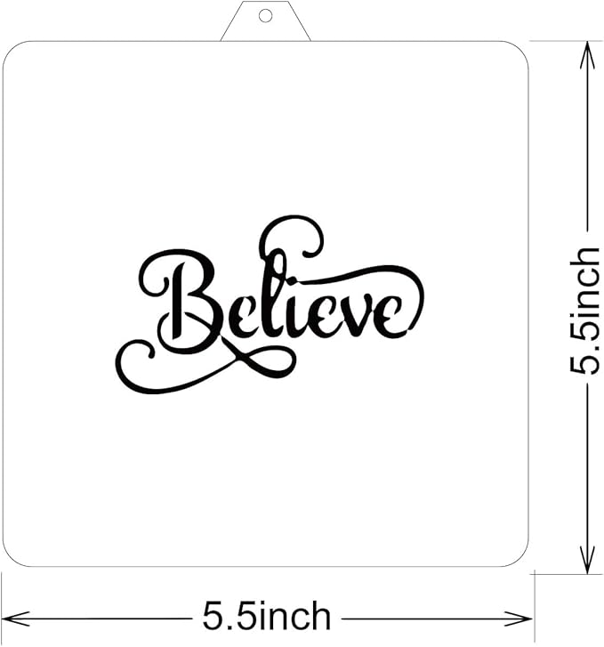 Cookie Cutter and Stencil Set Bundle Kit PYO Cookies Paint Your Own Diy Bakery Fondant Sugar Happy Birthday Wedding Baby Candle Kids Painting Coloring Pages Comb (Believe)