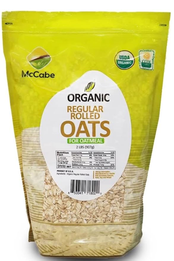 McCabe Organic Regular Rolled Oats - Rolled Oats Organic | Rich with Fiber & Minerals | USDA and CCOF Certified | Product of USA | 2Lbs Pack of 3
