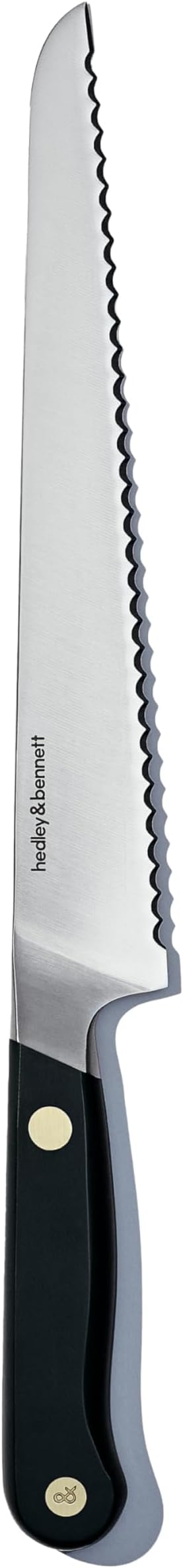 hedley & bennett Bread Knife - 8.6 Inches German High Carbon Stainless Steel, Ultra Sharp Serrated Blade for Homemade Bread, Cakes & Pastries - Caviar (Black)