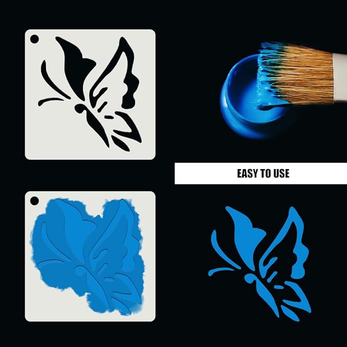 100Pcs Stencils for Painting, 3 Inch Reusable Small Stencil Flower Plant Animal DIY Craft for Rock, Walls, Canvas, Drawing, Art Scrapbook Home Decor.
