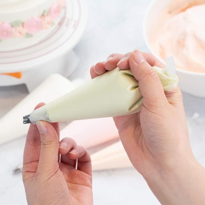 Restaurantware Pastry Tek 10.2 x 6.3 Inch Piping Bags 2 Reusable Icing Bags - Durable White Silicone Pastry Bags Anti Burst Decorate Cakes Cupcakes Macarons Or Cookies