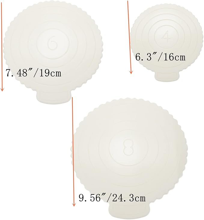 3Pcs Reusable Cake Boards,Thickened 2mm Plastic Round Circles Cakes Base for 4 Inch 6 Inch 8Inch Cake,Diameter of Circle 6.3"&7.48"&9.56"