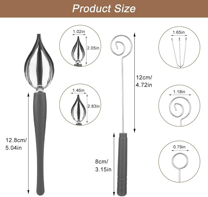 Chocolate Dipping Tool Set,2Pcs Drawing Decorating Spoon + 3Pcs Candy Dipping Tools,Stainless Steel Art Pencil Spoons Plated Decoration Spoons Set,for Decor Plates Cake Coffee