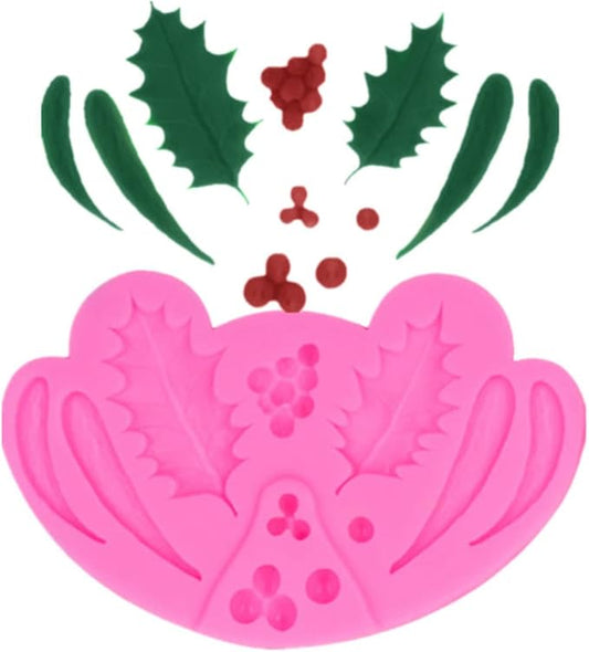 Leaf Silicone Mold Rose Flower Fondant Molds DIY Cake Decorating Tools Sugarcraft Candy Resin Clay Chocolate Gumpaste Moulds (4.2 x 2.8 x 0.24 inches)