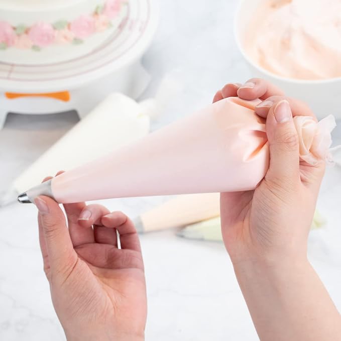 Restaurantware Pastry Tek 14 x 7.3 Inch Piping Bags 2 Reusable Icing Bags - Durable White Silicone Pastry Bags Anti Burst Decorate Cakes Cupcakes Macarons Or Cookies