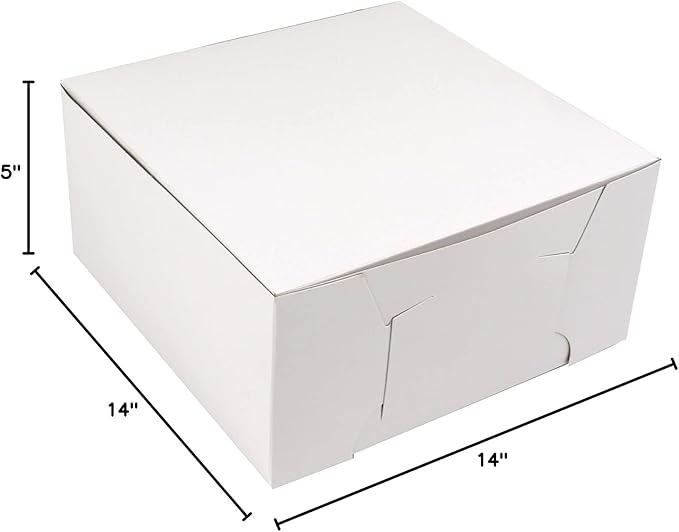 O’Crème Cake Boxes – White Bakery Boxes – 14 x 14 x 5 Inch Pastry Containers – Kraft Bakery Boxes for Holding and Displaying your Pastries - Pack of 5