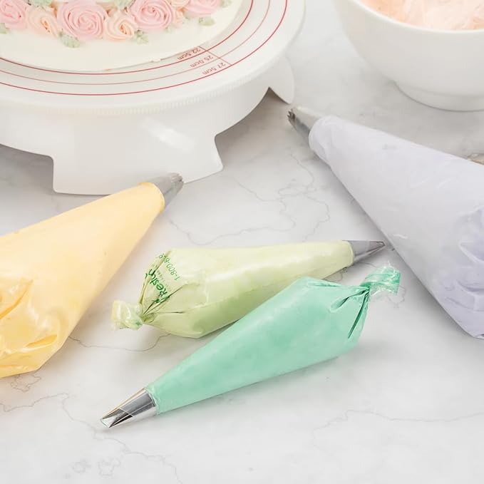 Restaurantware Pastry Tek 12.2 Inch Piping Bags 100 For Icing Pastry Bags - Disposable Food Grade Clear Plastic Decorating Bags Non Slip For Frosting Cupcakes Cakes And Pies