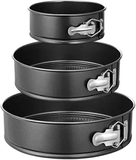 Springform Cake Pan Set,Non Stick Easy to Demould Good Sealing Springform Pan Set Cake Mold 3Pcs Black for Cheesecake, Pizzas, Quiches Tier, Wedding Cakes