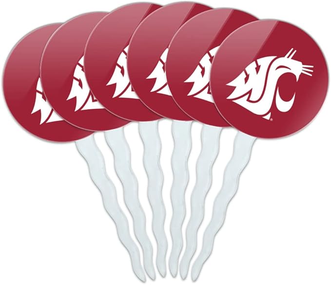 Washington St Primary Logo Cupcake Picks Toppers Decoration Set of 6