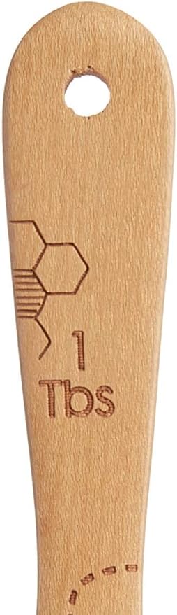 Talisman Designs Laser Etched Beechwood Measuring Spoons | Set of 4 | Honey Bee Design | Natural Wooden Measuring Spoons Set | Cute & Functional Kitchen Tools