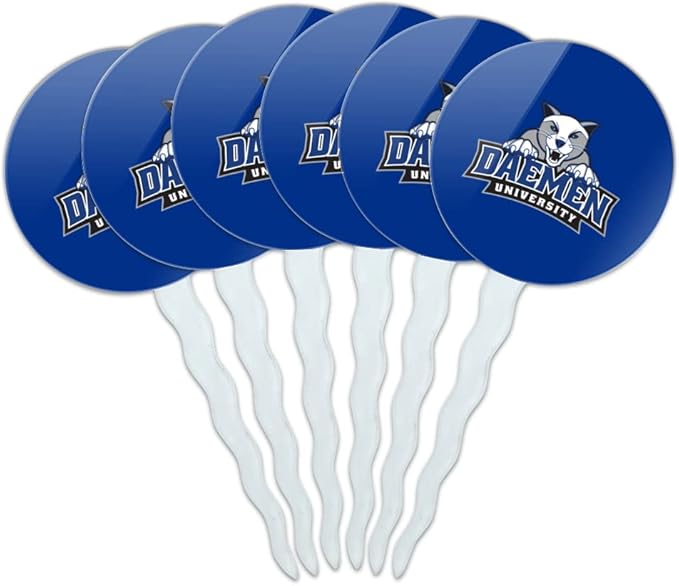 Daemen College Primary Logo Cupcake Picks Toppers Decoration Set of 6